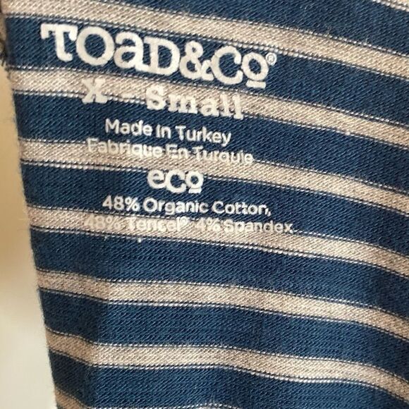 Toad & CO Marley Short Sleeve Dress Navy Striped Size XS - Picture 3 of 5